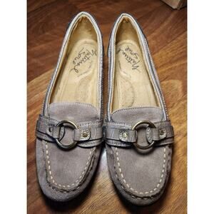 Natural Soul by Naturalizer Loafers Women Size 7W Gray Shoes Horsebit Style